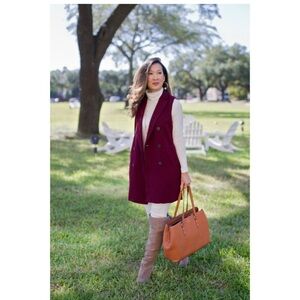Burgundy Sleeveless long vest size small J McLaughlin